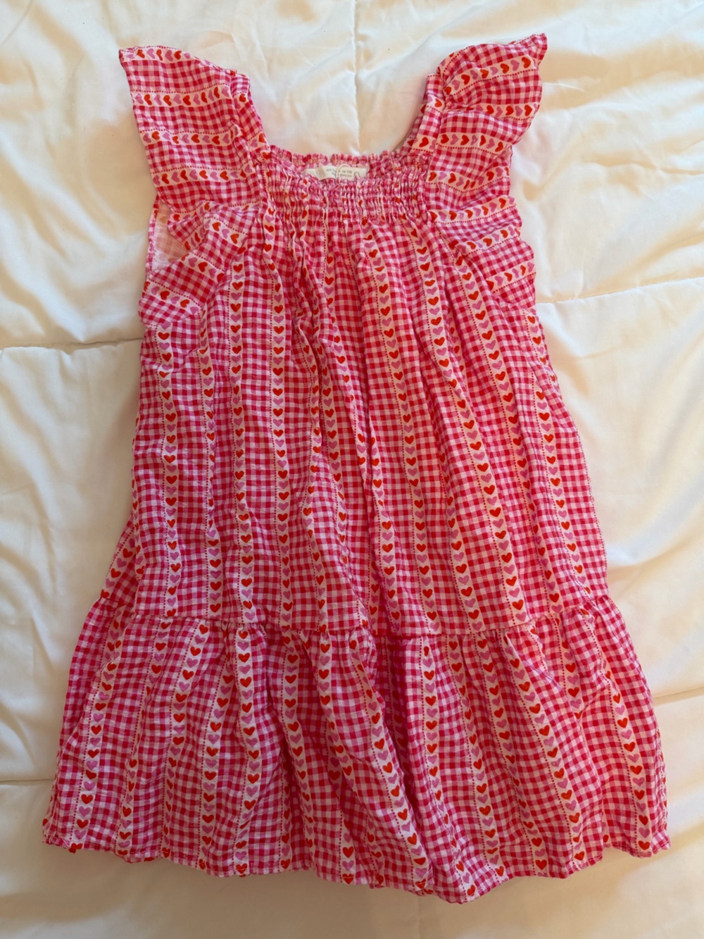 Zara Pink and Red Gingham Heart-Trim Skirt